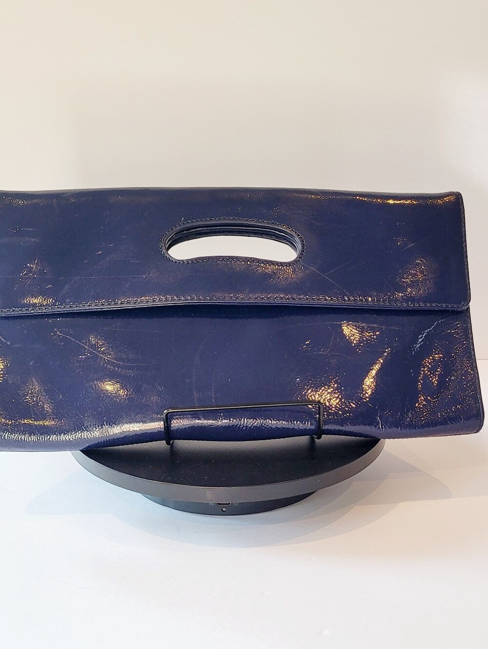 HOBO Navy Patent Leather Cutout Handle Clutch - Picture 7 of 7
